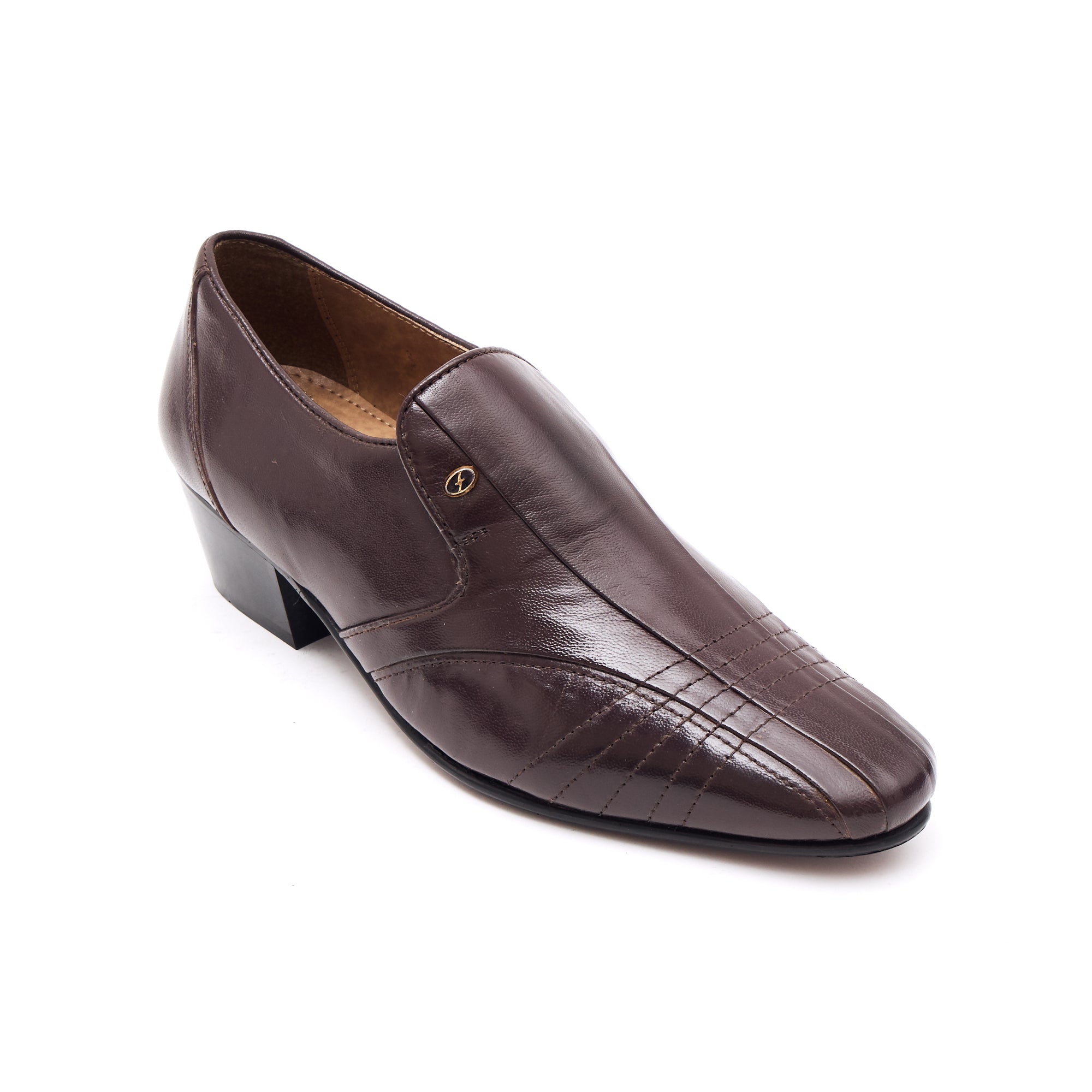 Mens Cuban Heel Leather Shoes- 33477 Brown