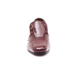 Mens Leather Cuban Heel Patent Shoes-33477 Burgundy