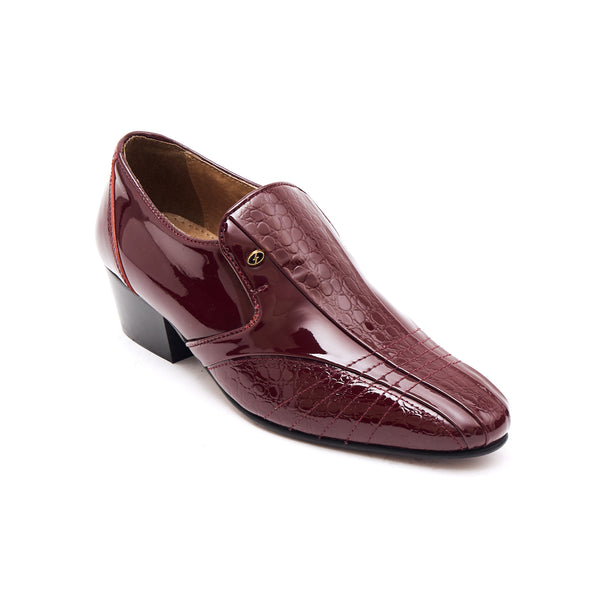 Lucini Men’s Cuban Heel Slip On Shoes Patent Leather 33477 – Burgundy
