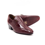 Mens Leather Cuban Heel Patent Shoes-33477 Burgundy