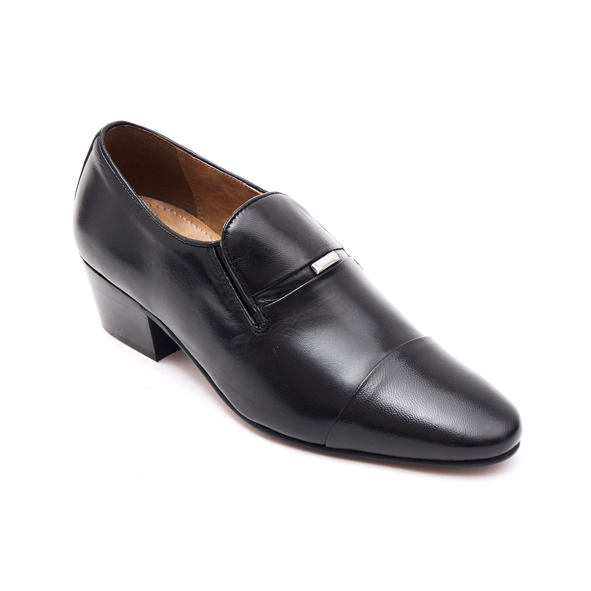 Mens Cuban Heel Leather Shoes - 33478 Black