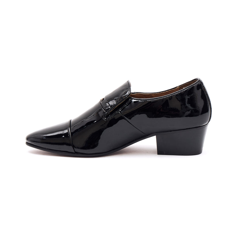 Mens Leather Cuban Heel Patent Shoes - 33478 Black