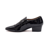 Mens Leather Cuban Heel Patent Shoes - 33478 Black