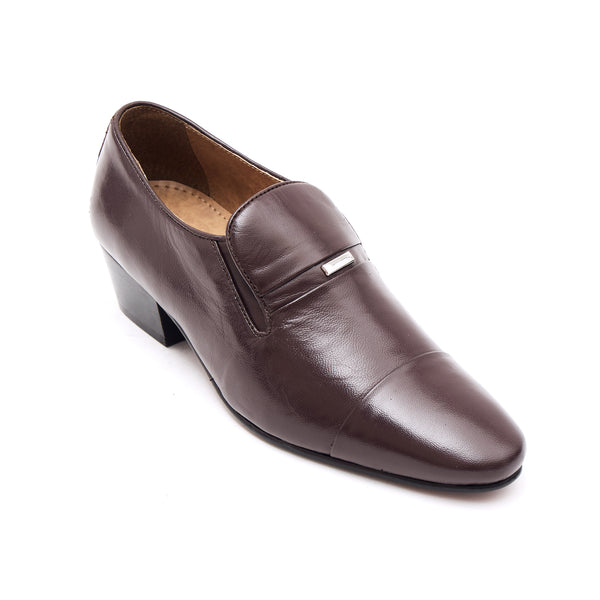 Lucini Men’s Cuban Heel Slip On Shoes Genuine Leather 33478 – Brown