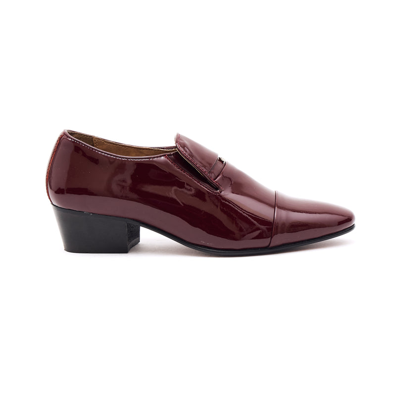 Lucini Men’s Cuban Heel Slip On Shoes Patent Leather 33478 – Burgundy