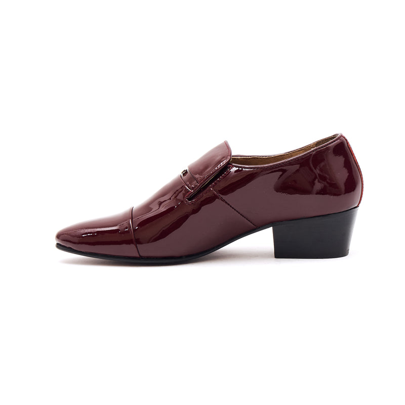 Lucini Men’s Cuban Heel Slip On Shoes Patent Leather 33478 – Burgundy