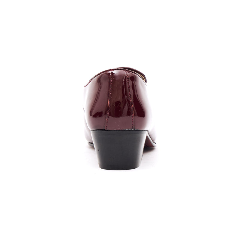 Lucini Men’s Cuban Heel Slip On Shoes Patent Leather 33478 – Burgundy