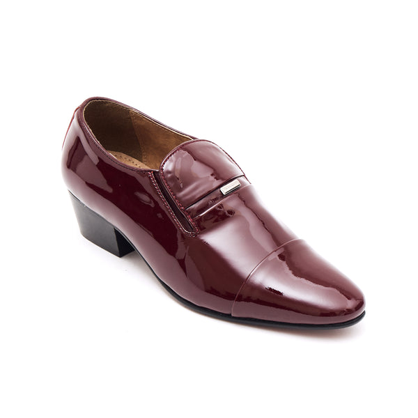Lucini Men’s Cuban Heel Slip On Shoes Patent Leather 33478 – Burgundy