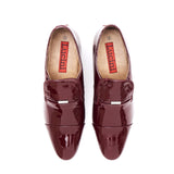 Mens Leather Cuban Heel Patent Shoes - 33478 Burgundy