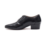 Mens Cuban Heel Leather Shoes- 33483 Black