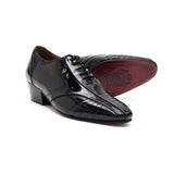 Mens Leather Cuban Heel Patent Shoes - 33483 Black