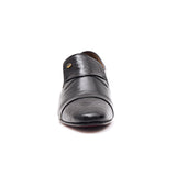 Mens Cuban Heel Leather Shoes- 34005 Black