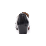 Mens Cuban Heel Leather Shoes- 34005 Black