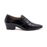 Mens Leather Cuban Heel Patent Shoes - 34005 Black
