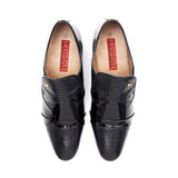 Mens Leather Cuban Heel Patent Shoes - 34005 Black