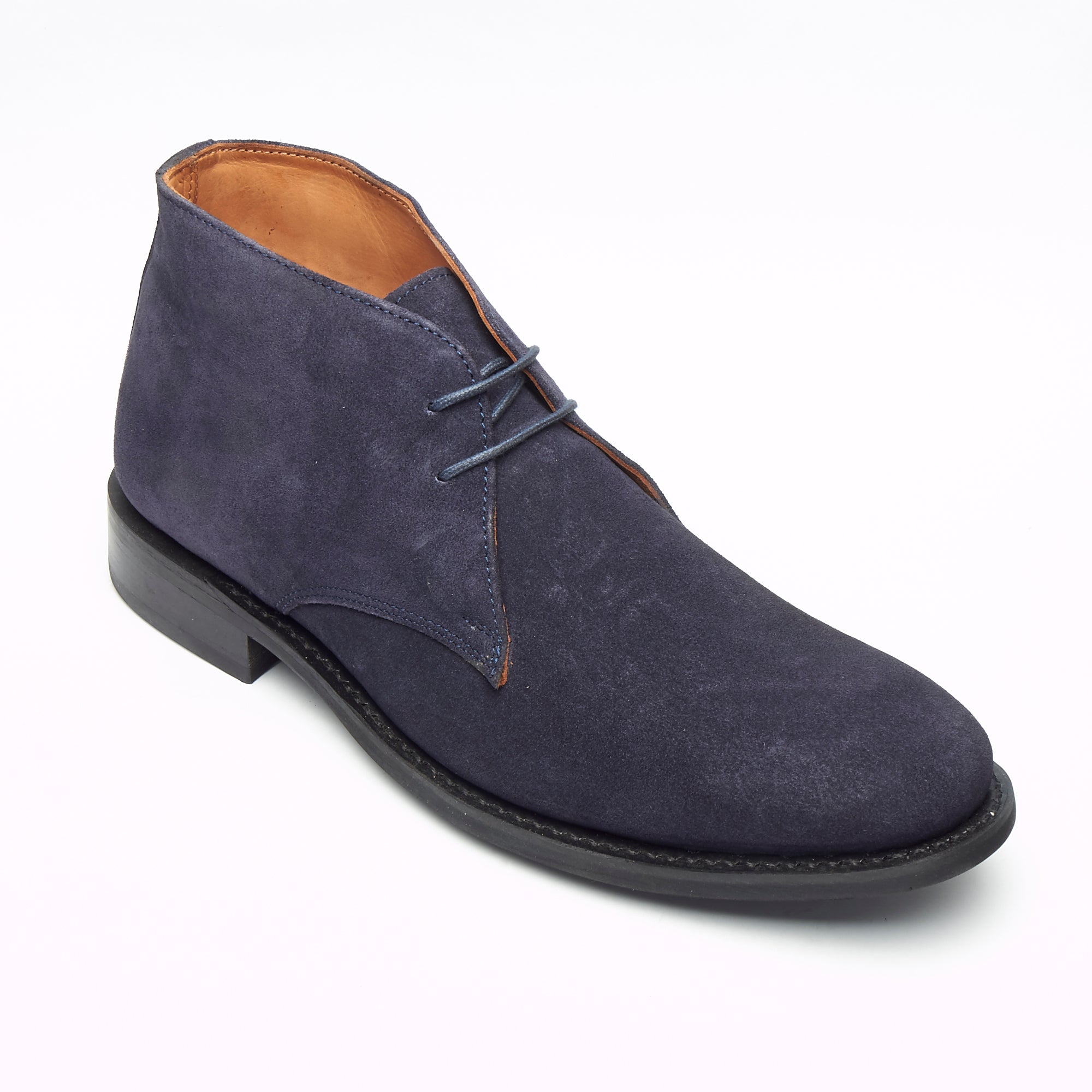 Mens Goodyear Welted Suede Lace Up Ankle Boots - 35515 Navy Blue