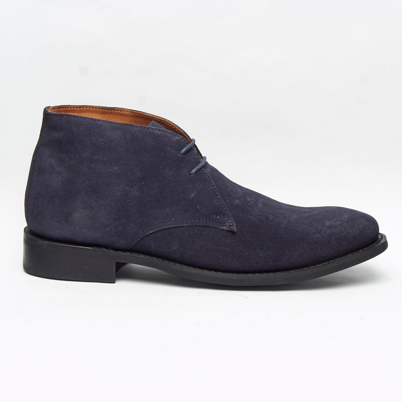 Lucini Men’s Goodyear Welted Suede Lace-Up Ankle Boots – 35515 Navy Blue