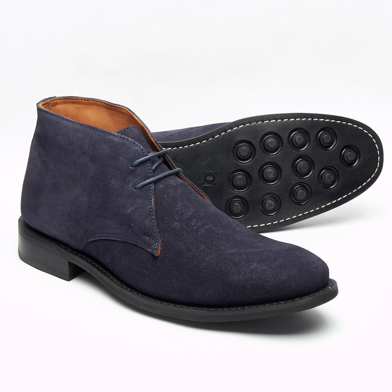 Lucini Men’s Goodyear Welted Suede Lace-Up Ankle Boots – 35515 Navy Blue