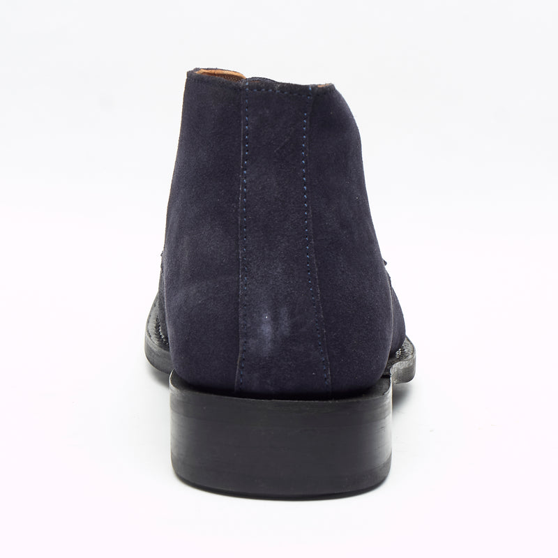 Lucini Men’s Goodyear Welted Suede Lace-Up Ankle Boots – 35515 Navy Blue