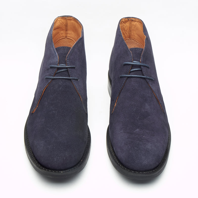 Lucini Men’s Goodyear Welted Suede Lace-Up Ankle Boots – 35515 Navy Blue