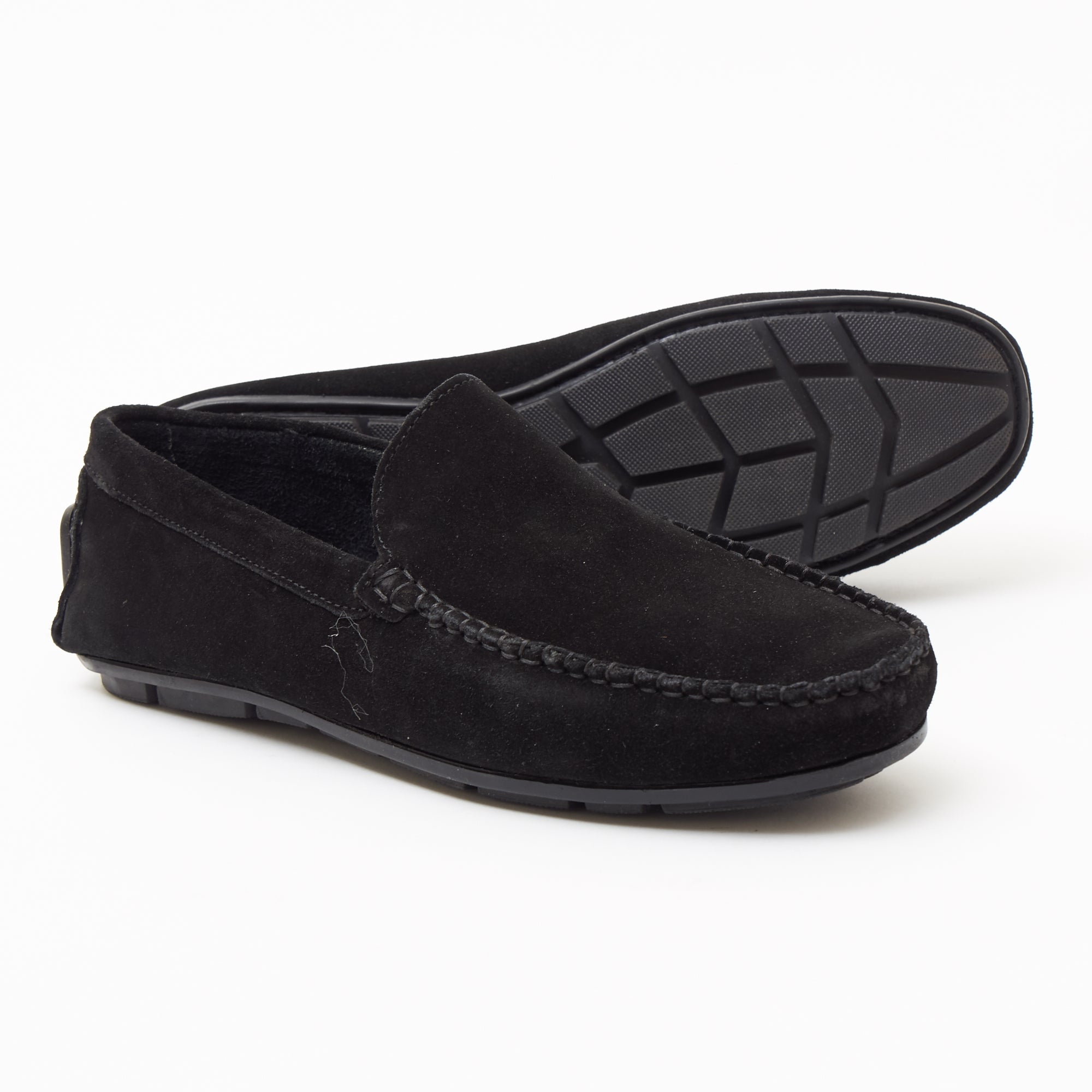 Mens Suede Casual Slip On Shoes - 4611-P_Black