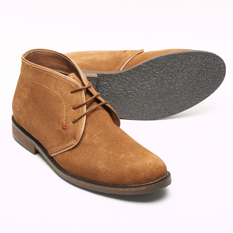 Mens Suede Desert Boots - SF-5151 Cognac Tan