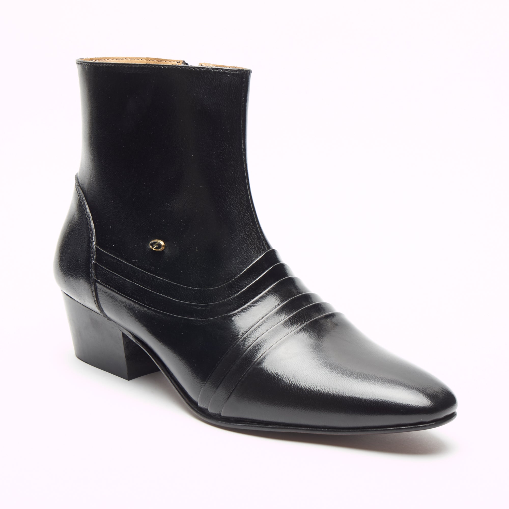 Mens Cuban Heel Leather Boots - 6006 Black – Lucini Shoes