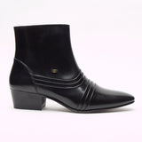 Mens Cuban Heel Leather Boots - 6006 Black