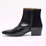 Mens Cuban Heel Leather Boots - 6006 Black