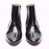 Mens Cuban Heel Leather Boots - 6006 Black