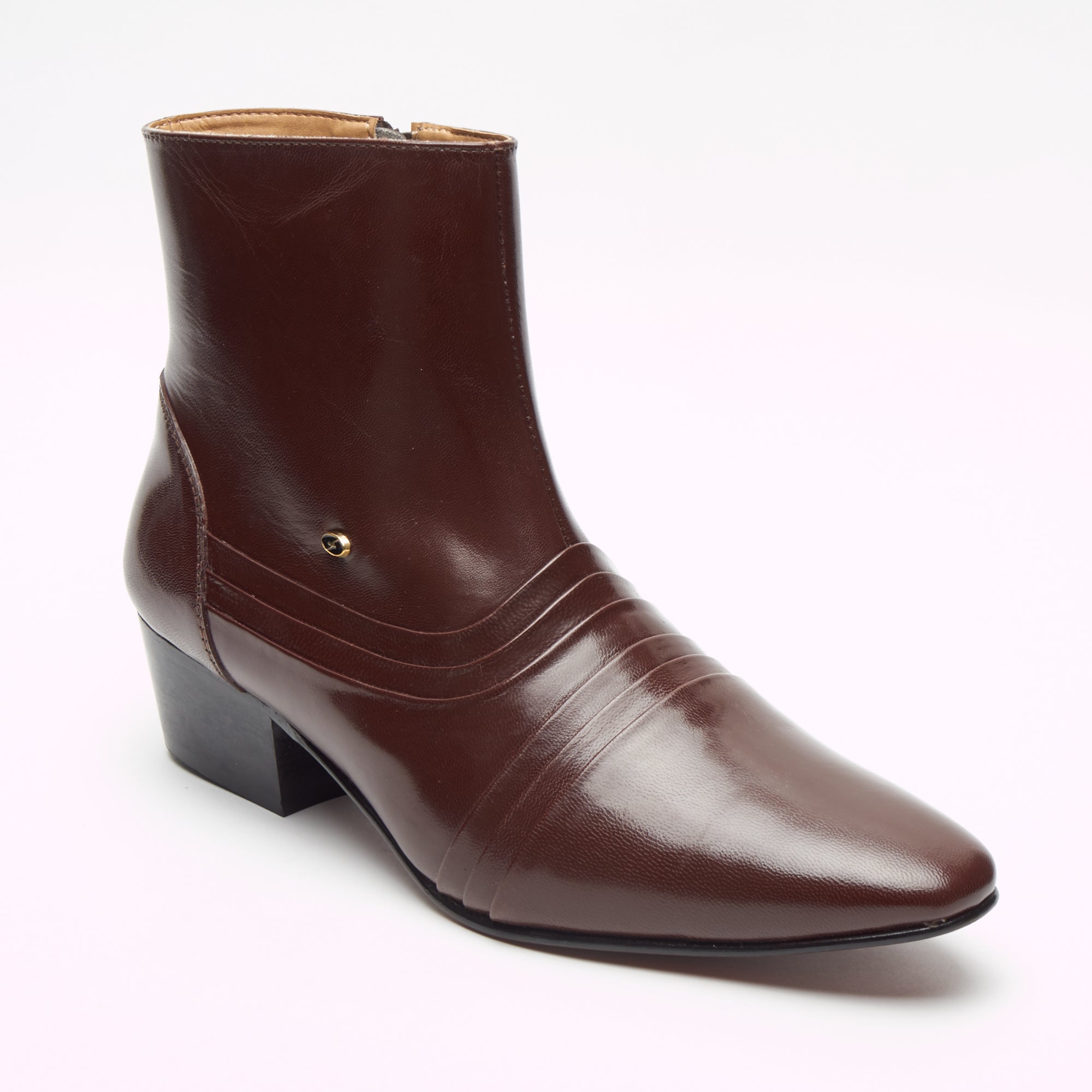 Mens Cuban Heel Leather Boots - 6006 Brown