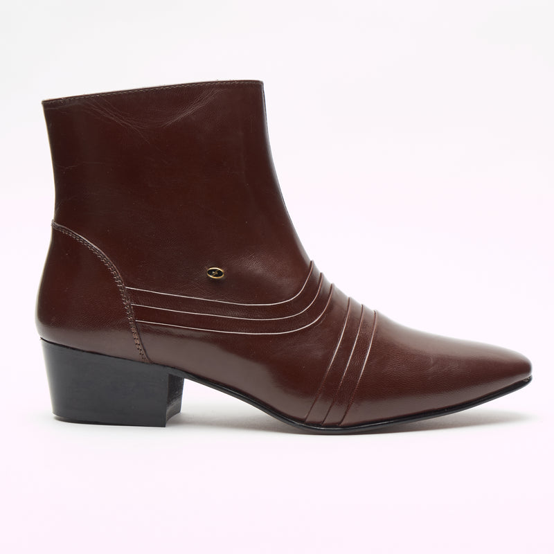 Lucini Men’s Leather Cuban Heel Boot – 6006 Brown