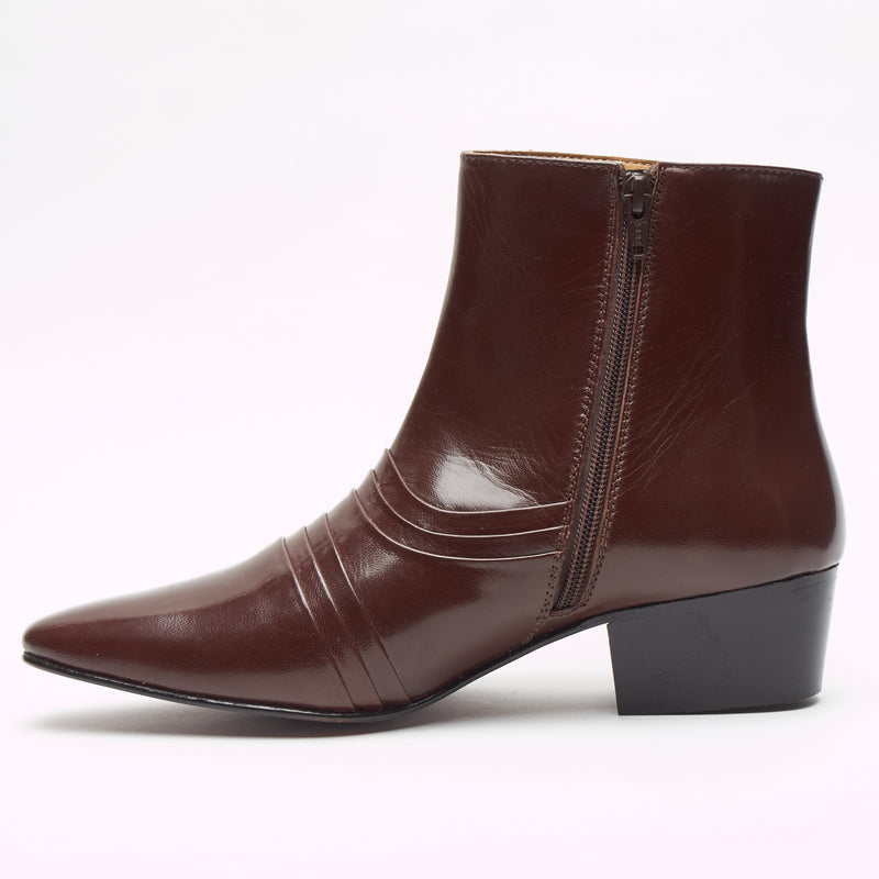Lucini Men’s Leather Cuban Heel Boot – 6006 Brown
