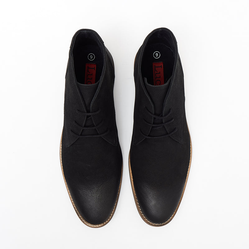 Mens Nubuck  Ankle Boots - 30371 Black