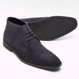 Mens Suede Ankle Boots - SF-251-Suede Navy