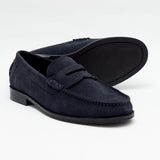 Mens Suede Casual Slip On Shoes - 17925_Navyblue Suede