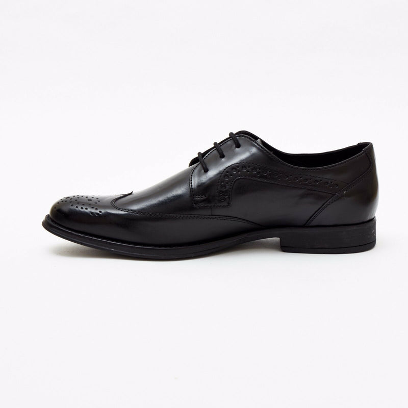 Mens Leather Brogue Classic Oxford Shoe - Black 24102