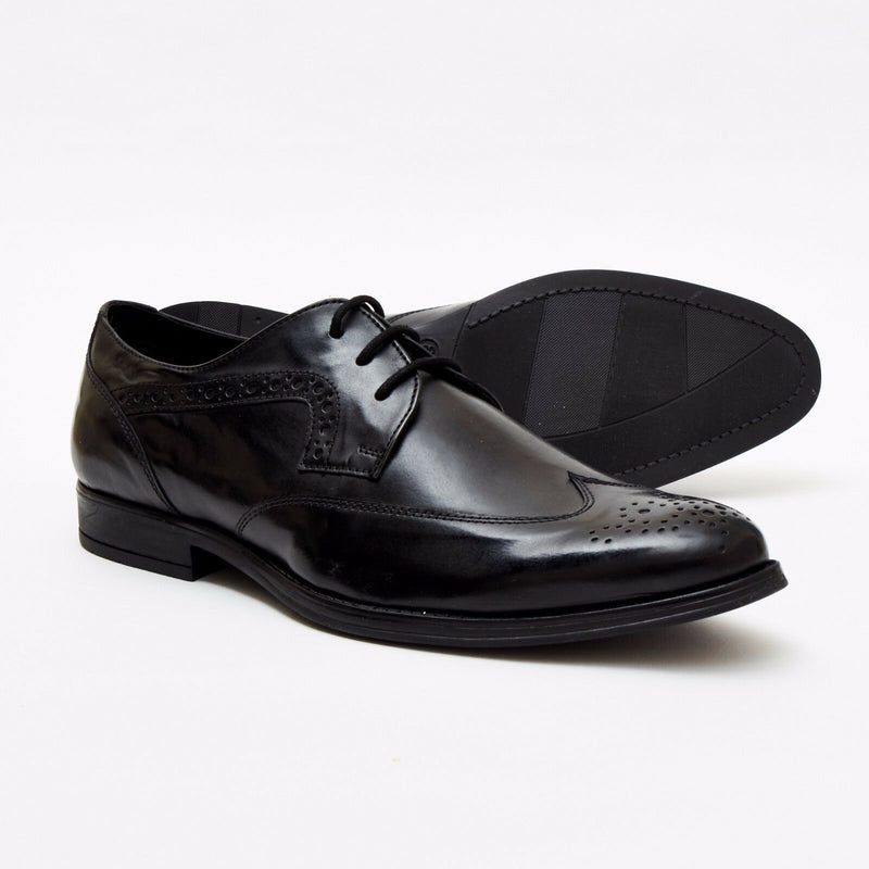 Mens Leather Brogue Classic Oxford Shoe - Black 24102