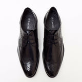 Mens Leather Brogue Classic Oxford Shoe - Black 24102