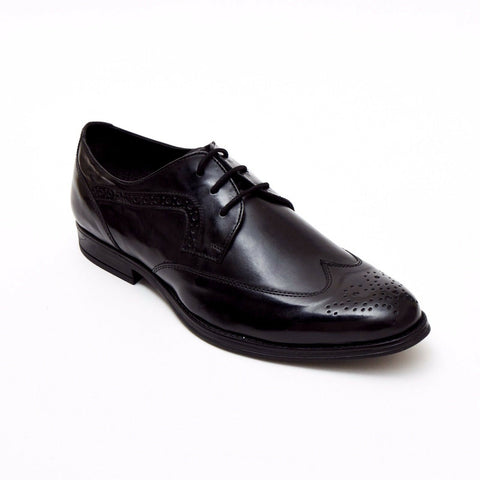 Mens Leather Brogue Classic Oxford Shoe - Black 24102