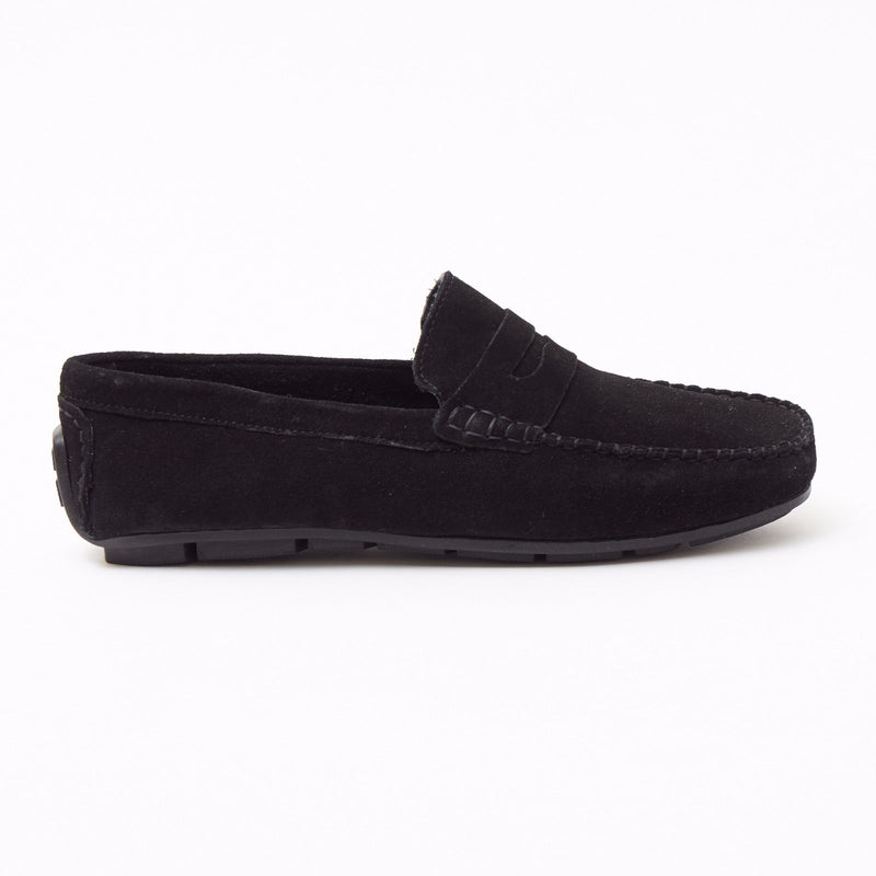 Lucini Mens Suede Casual Slip On Shoes - 4611-S_Black