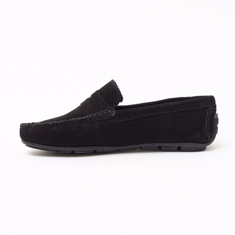 Lucini Mens Suede Casual Slip On Shoes - 4611-S_Black
