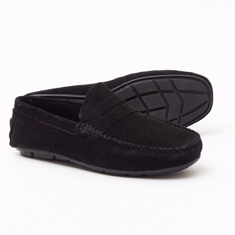 Lucini Mens Suede Casual Slip On Shoes - 4611-S_Black