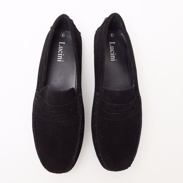 Lucini Mens Suede Casual Slip On Shoes - 4611-S_Black
